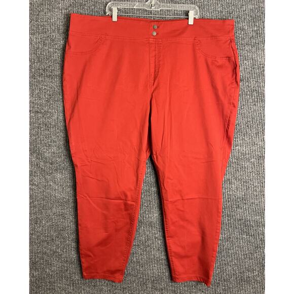 Terra & Sky Womens Pull On Mid Rise Skinny Pants Size 4X Red High Rise Stretch - Picture 1 of 11
